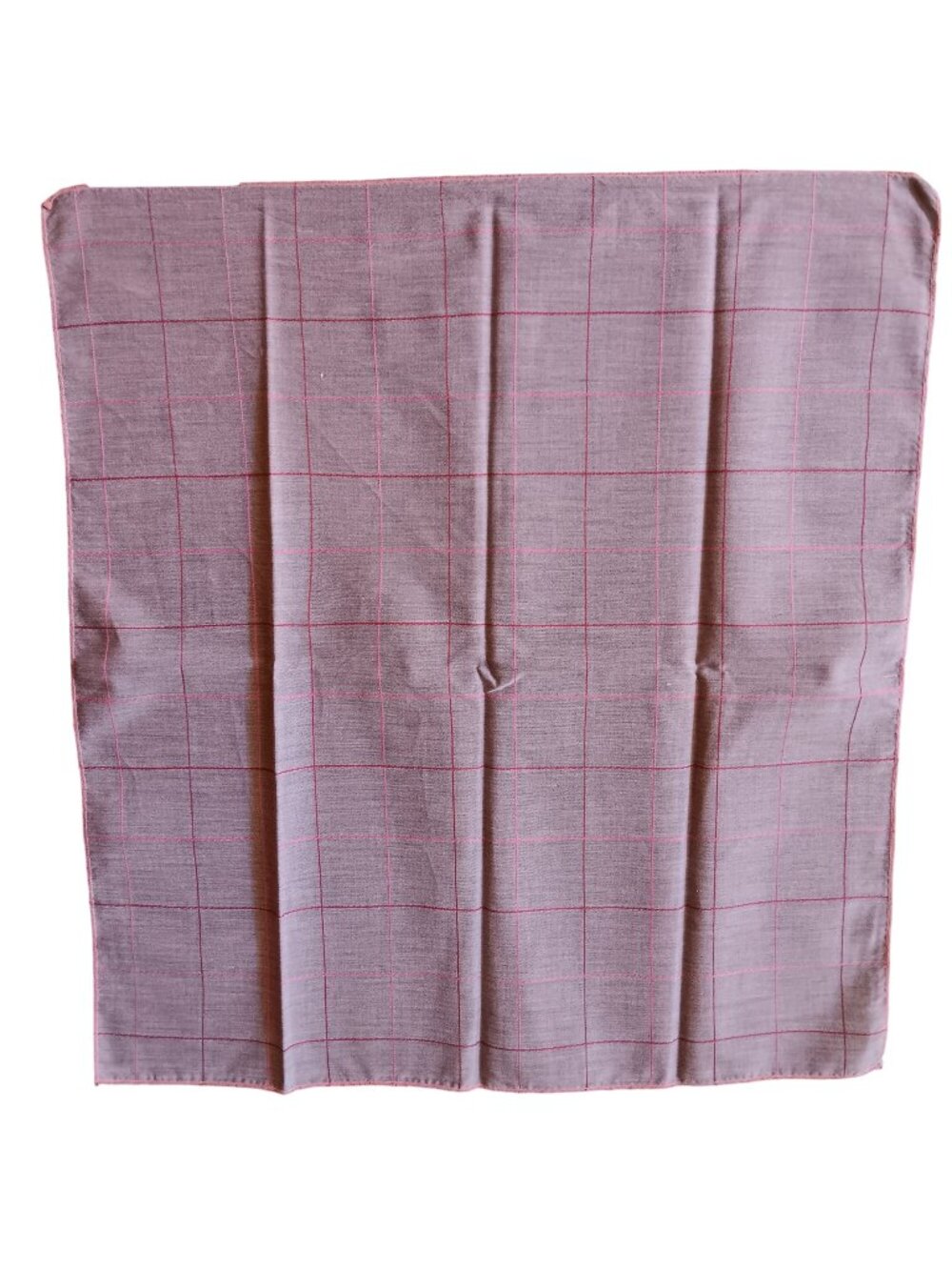 Pocket Hanky Handkerchief Vintage Pink & Gray Checkered Cotton 21x20"